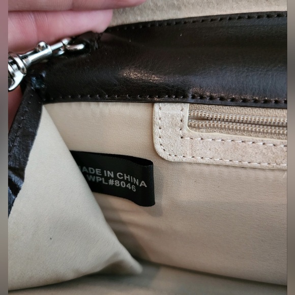 Vintage 90s ALFANI Genuine Espresso Leather Wristlet/Clutch w/Strap - Picture 10 of 12